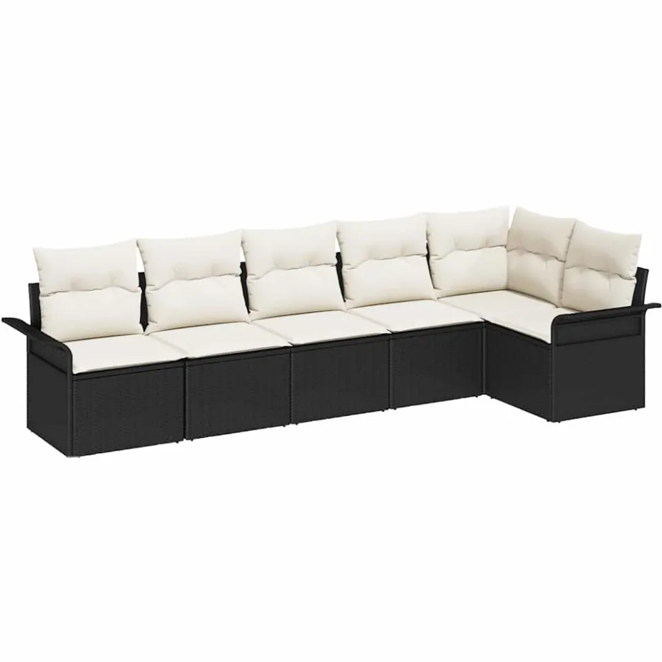 vidaXL Tuin Sofa Set 6 st Zwart poly rattan