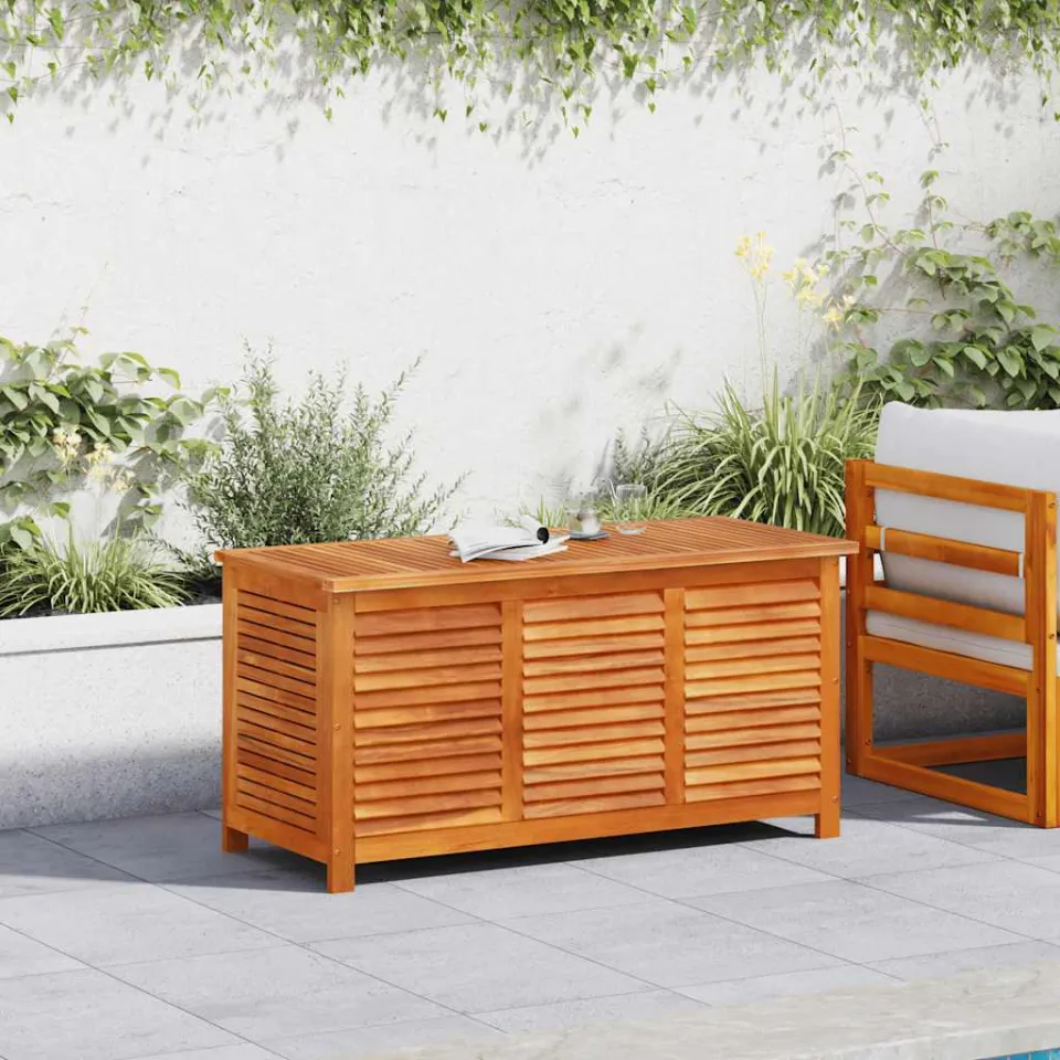 vidaXL Tuinbox met jaloezieën 113x50x56 cm massief acaciahout bruin, foto 3