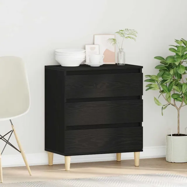 vidaXL Dressoir Zwart Eiken 60 x 35 x 70 cm Bewerkt hout, foto 2