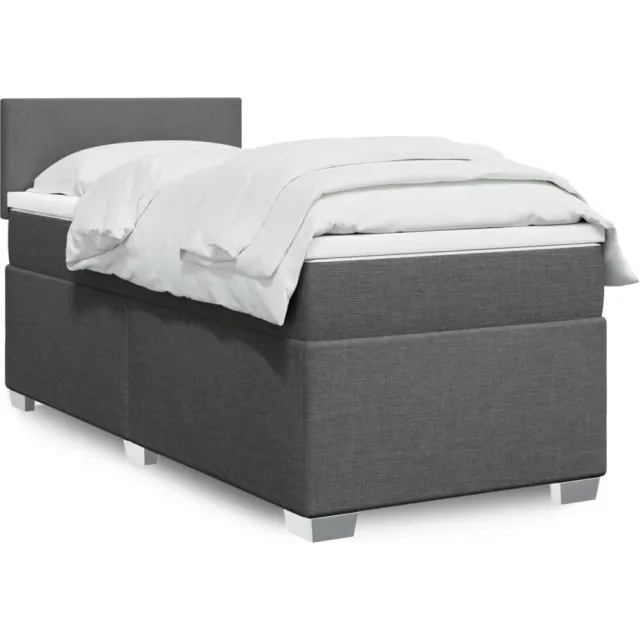 vidaXL Boxspring met matras stof donkergrijs 90x200 cm grijs