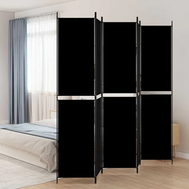 vidaXL Kamerscherm met 5 panelen 250x220 cm stof zwart, foto 2