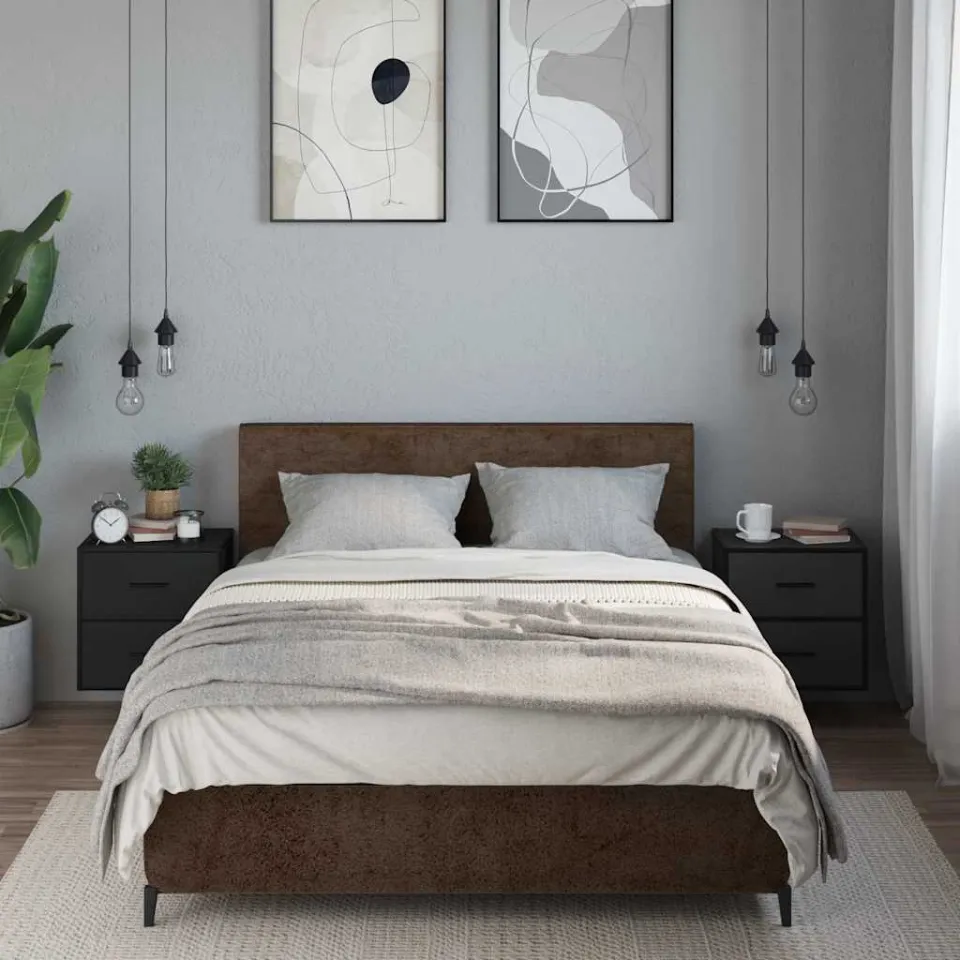 vidaXL Nachtkastjes wandgemonteerd 2 st 40x31x39,5 cm zwart, foto 3
