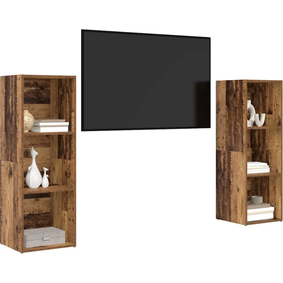 vidaXL Tv-meubelset 2 st 107 x 35 x 37 cm Oud Hout Bruin