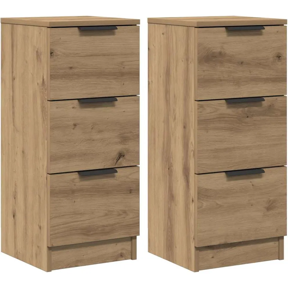 vidaXL Dressoirs 2 st 30x30x70 cm bewerkt hout artisanaal eikenkleur, foto 3