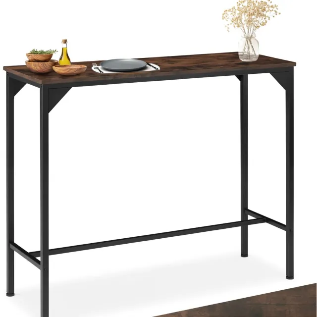 Tectake Bartafel Kerry - keukentafel - eettafel - industrial dark - LxBxH 120 x 40 x 100,5 cm - 404338 donkerbruin