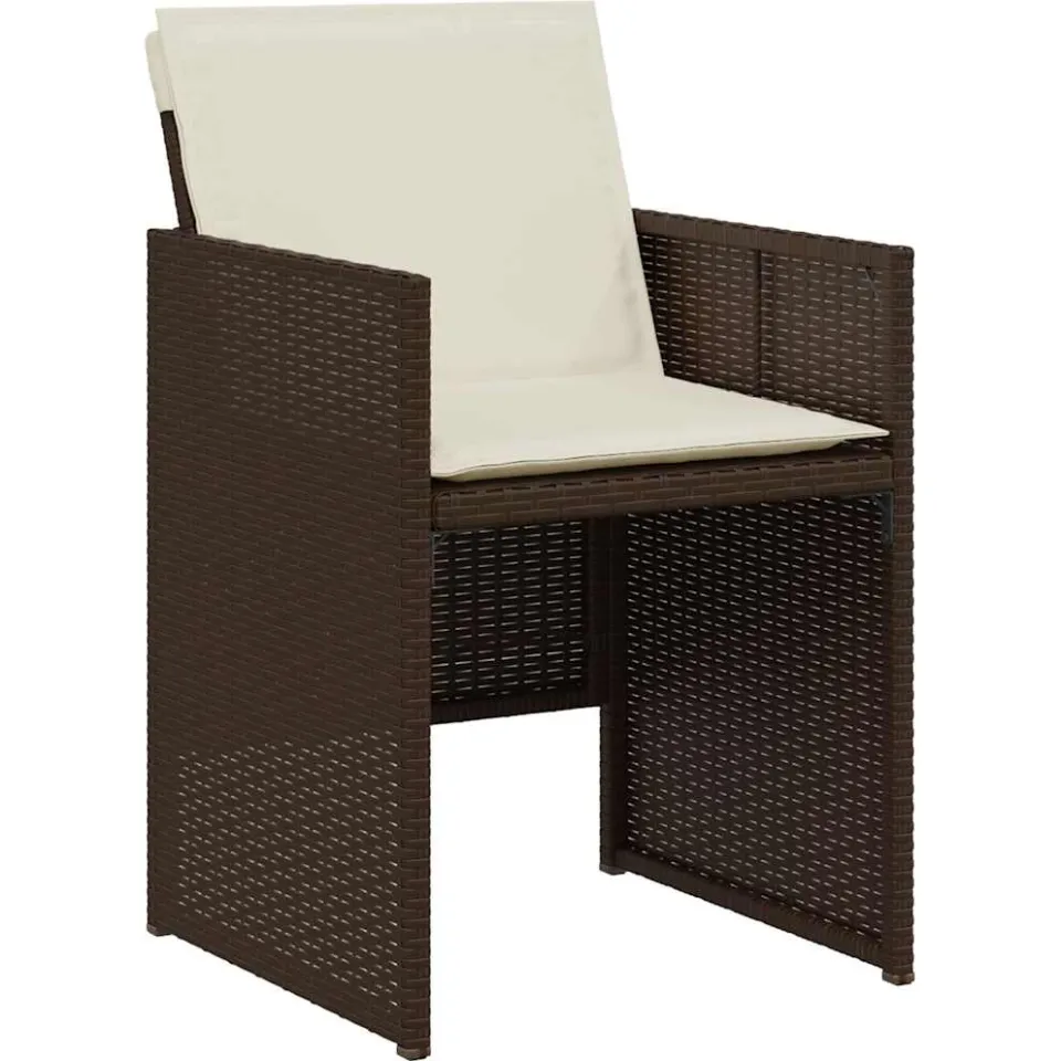 vidaXL 3-delige Bistroset met kussens poly rattan bruin, foto 3
