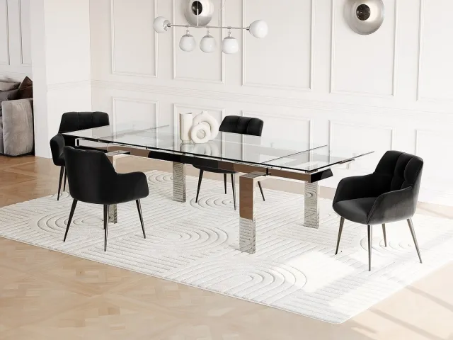 Vente-unique Set van tafel LUBANA + 4 stoelen PEGA - Transparant en zwart