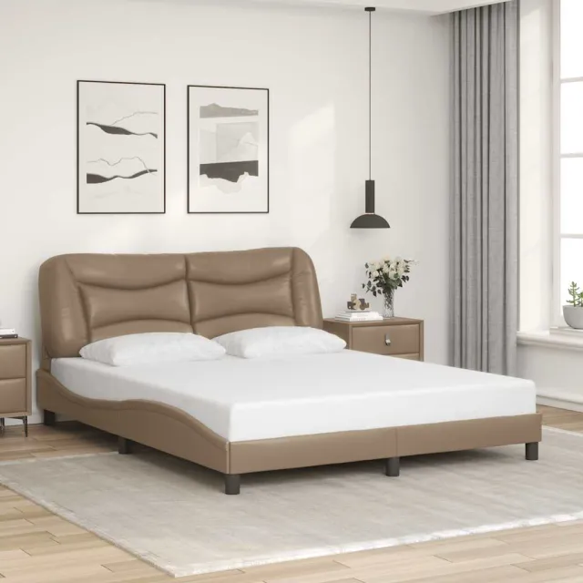 vidaXL Bedframe zonder matras "Hvar" kunstleer cappuccinokleurig 160x200 cm Bruin
