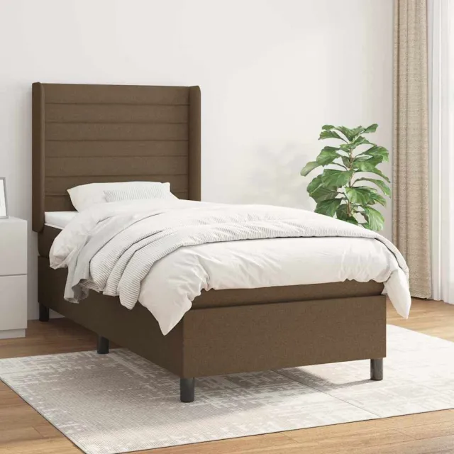 vidaXL Boxspring met matras stof donkerbruin 100x200 cm bruin