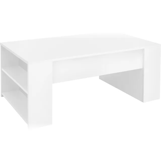 ml-design Salontafel in wit 100 x 60 x 42 cm, Ruime salontafel met 2 vakken aan de zijkanten, Moderne banktafel met veel opbergruimte, Houten bijzettafel, Woonkamer salontafel Houten tafel