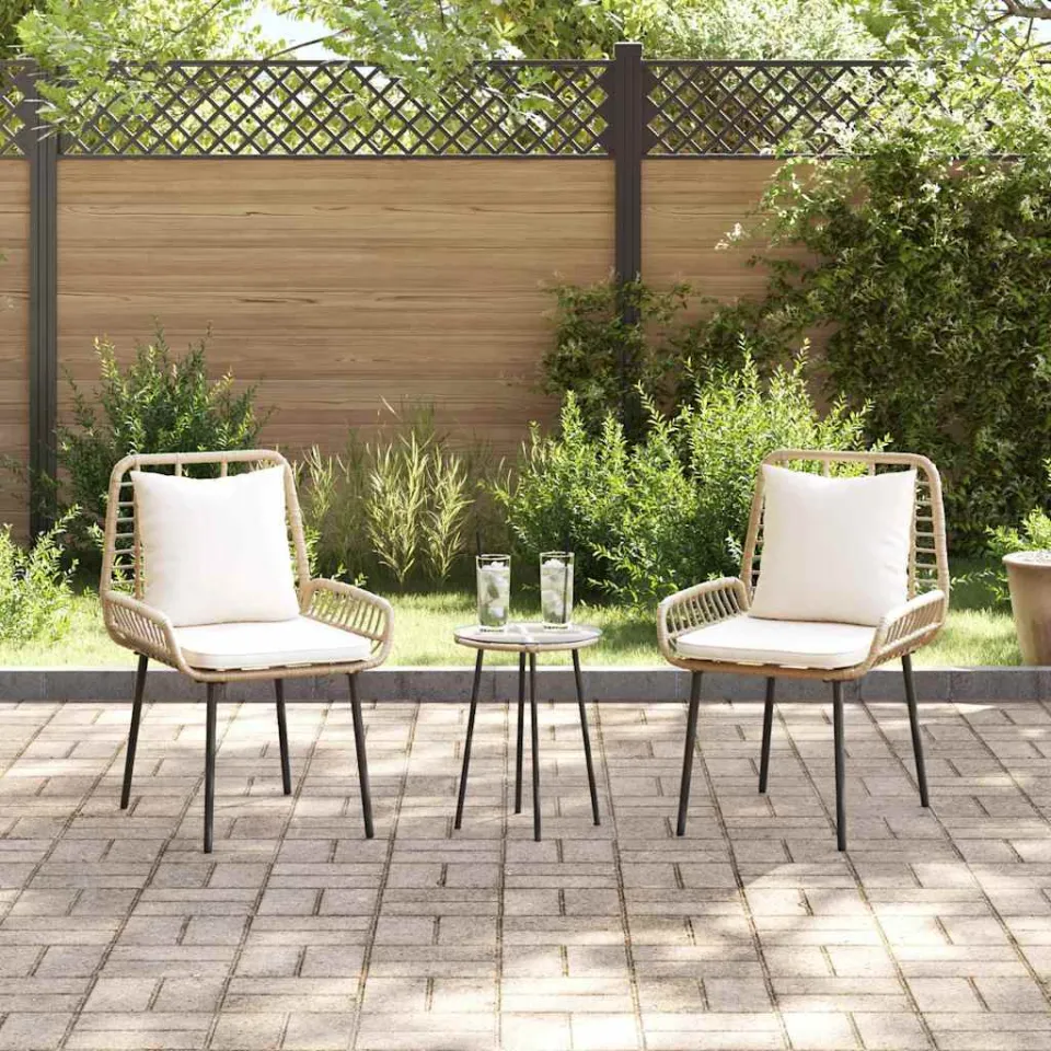 vidaXL Tuin eettafelset 3 st Bruin en Crème poly rattan, foto 3