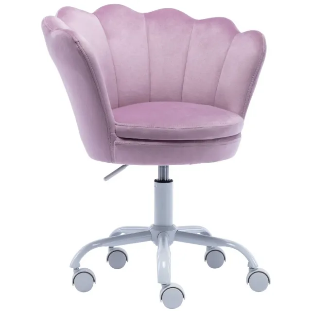 chairus ®Kantoor Bureaustoel - Paars - Velvet - Met Schelpvormige Rugleuning - Inclusief Armleuning - Met Metalen Onderstel - Gewatteerde Zitting - Draaibaar en in Hoogte Verstelbaar - Met Wielen - Ideaal Voor Diverse Studieruimtes