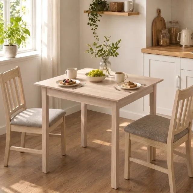 MODFU Eettafel - Vierkant - Modern - Hout - Natuurlijk Hout - 75 X 75 X 76 Cm