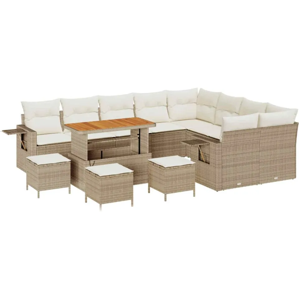vidaXL Tuinbankenset 13 st Beige poly rattan
