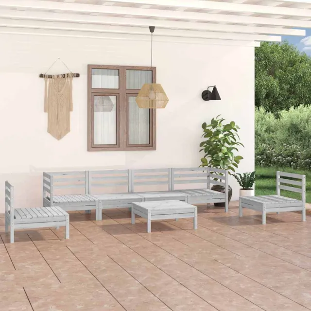 vidaXL 7-delige Loungeset massief grenenhout wit, foto 2
