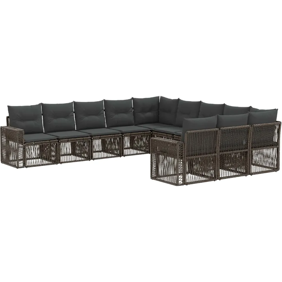vidaXL Tuinbankenset 11 st 11-zits Grijs en Donkergrijs poly rattan, foto 3