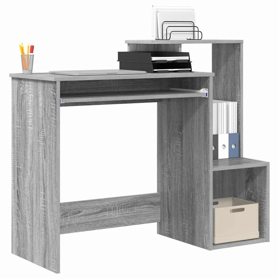 vidaXL Bureau Grijs Sonoma 106 x 41 x 88,5 cm Bewerkt hout, foto 3