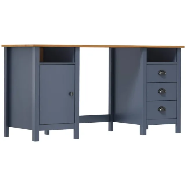 vidaXL Bureau Hill 150x50x74 cm massief grenenhout grijs