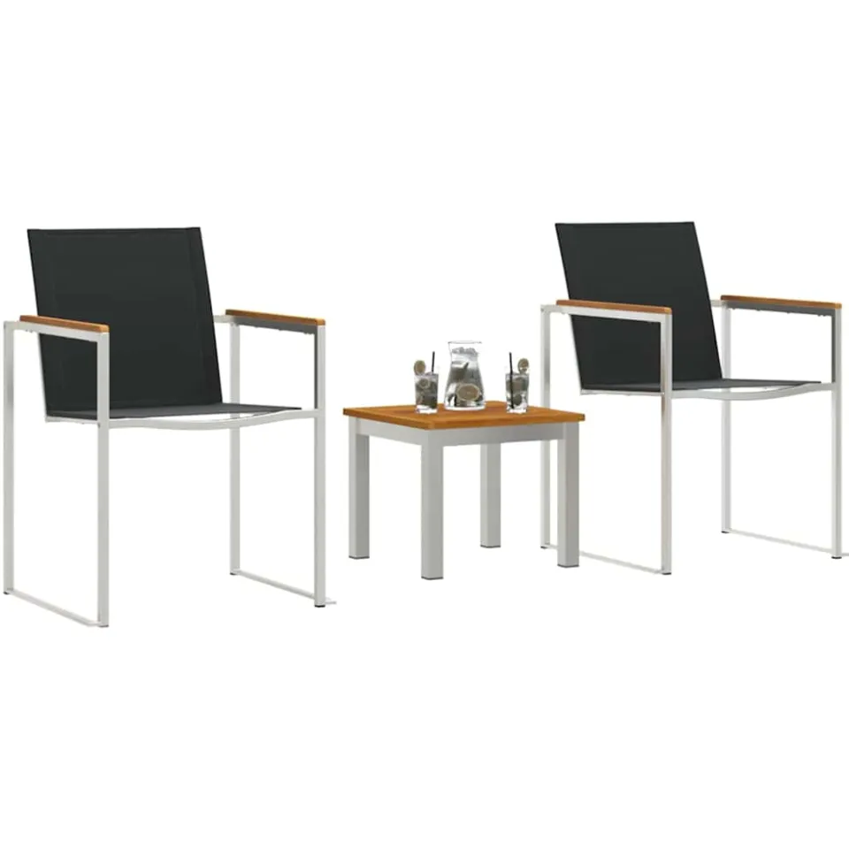 vidaXL Tuin eettafelset 3 st Bruin en zwart