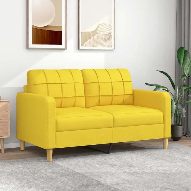 vidaXL Tweezitsbank 140 cm stof lichtgeel geel