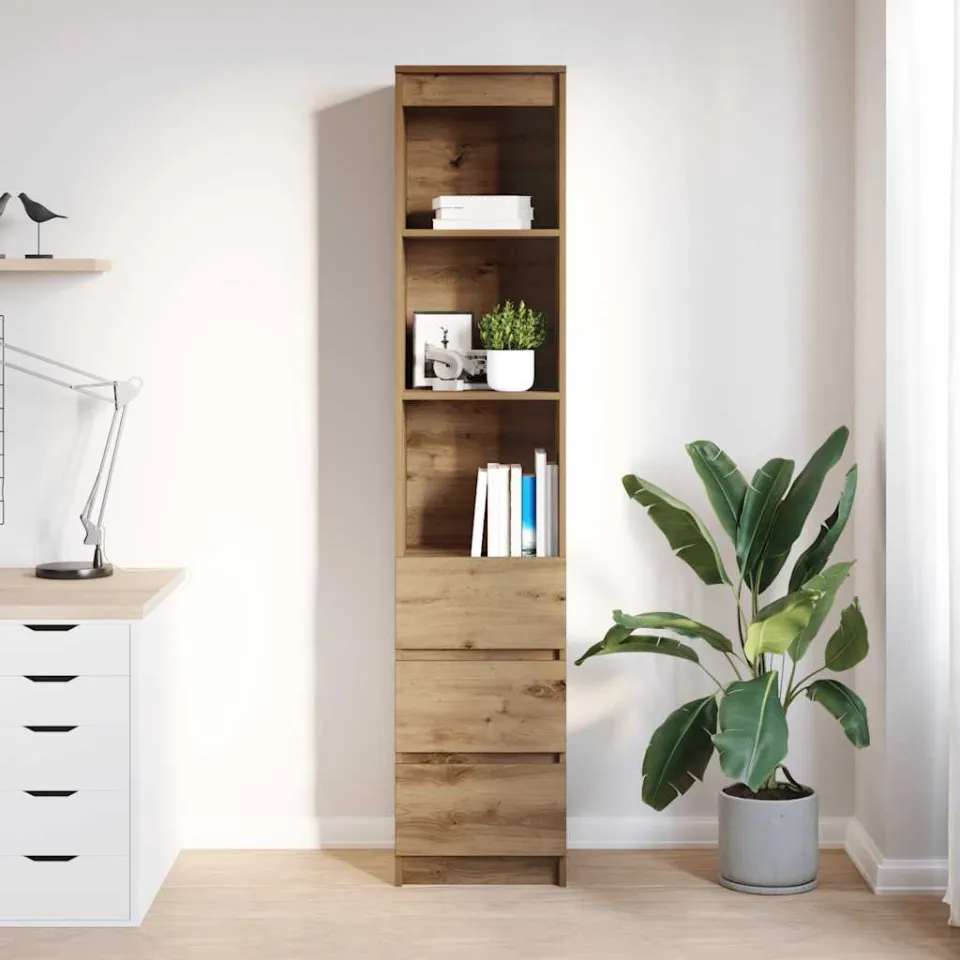 vidaXL Hoge kast 37,5x35x180 cm bewerkt hout artisanaal eikenkleur, foto 3
