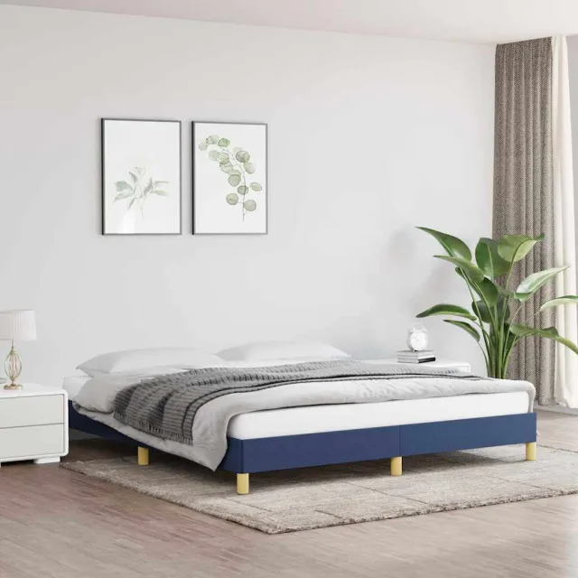 vidaXL Bedframe zonder matras stof blauw 180x200 cm