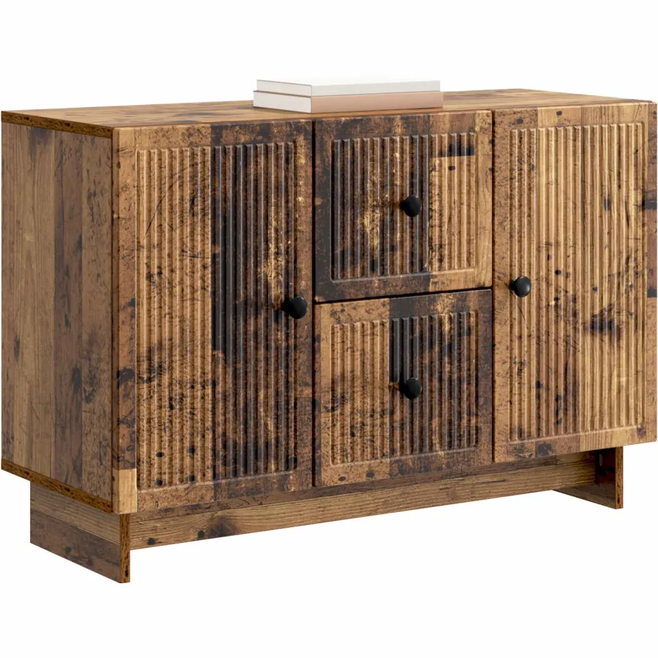 vidaXL Dressoir met lade Oud hout 89 x 34,5 x 60 cm Bewerkt hout Bruin