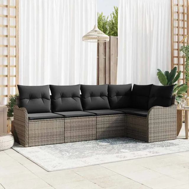 vidaXL Tuin Sofa Set 5 st Grijs poly rattan, foto 2