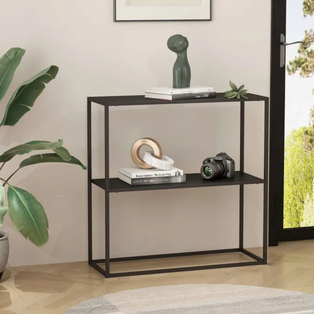 Consoletafel Strömstad haltafel met 1 plank 80x80x26 cm zwart [en.casa]