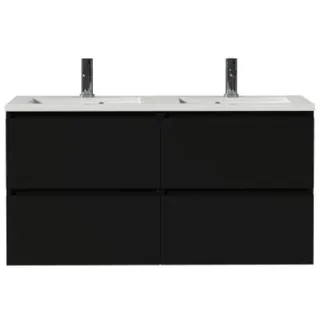 Tiger Wastafelonderkast Loft 120cm - Zwart Mat - Met 4 Lades - Met Hoogglans Witte Wastafel, foto 2
