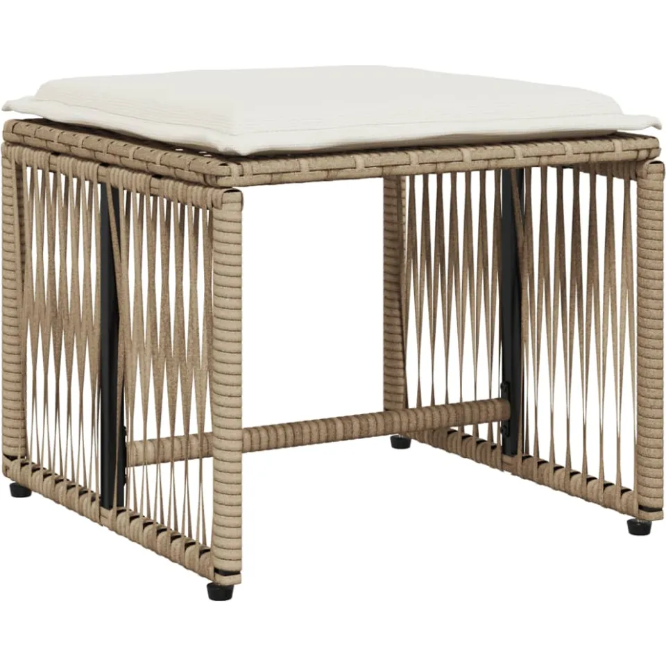 vidaXL 7-delige Tuinset met kussens poly rattan beige, foto 4