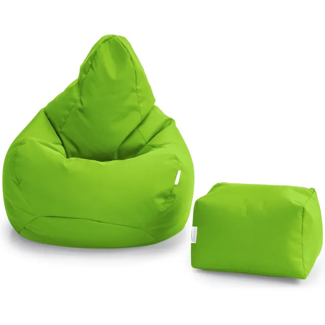 De Groen Home Gaming Zitzak Stoel Binnenshuis Buitenshuis Waterbestendig Zitzak met Ergonomisch Ontwerp Lime, zitzak + met voetbankje