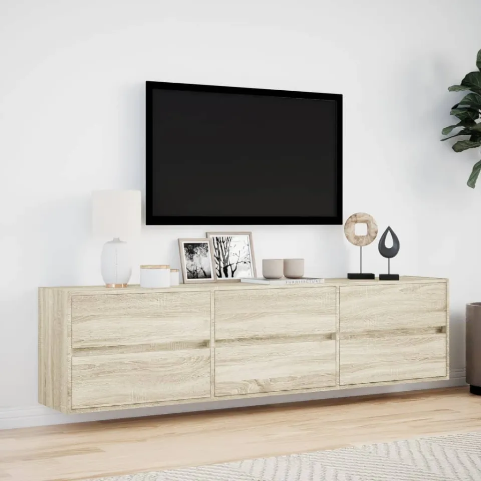 vidaXL Tv-wandmeubel met LED-verlichting 180x31x45 cm sonoma eiken, foto 3