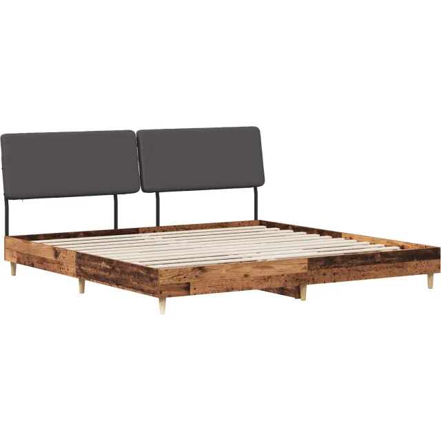 vidaXL Tweepersoonsbed met hoofdbord Oud hout en donkergrijs Bruin