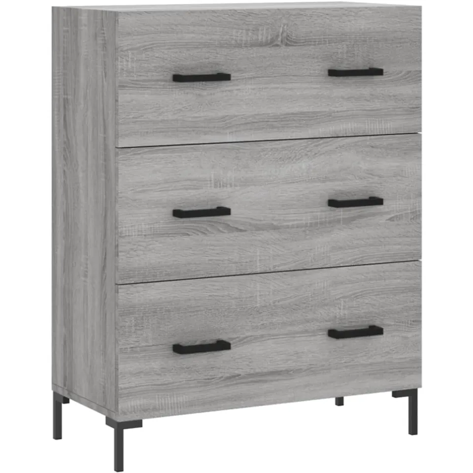 vidaXL Dressoir 69,5x34x90 cm bewerkt hout grijs sonoma eikenkleurig, foto 3
