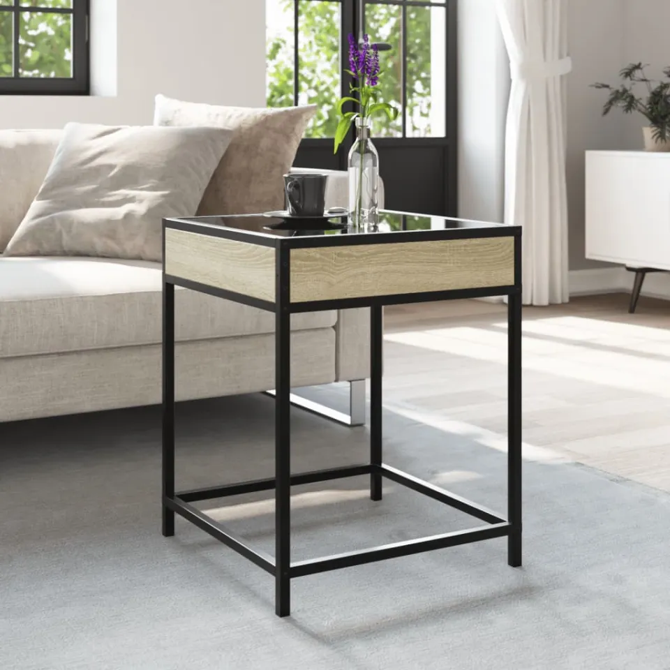 vidaXL Salontafel met Infinity LED 40x40x51 cm sonoma eikenkleurig, foto 2