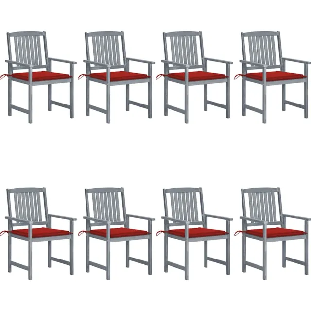 vidaXL Tuinstoelen 8 st met kussens massief acaciahout grijs