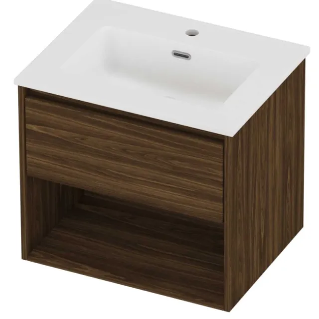 Proline Tribute Badmeubelset Porselein Elegant Met Schap 60x46x54 cm Mat White Cabana Oak Eiken