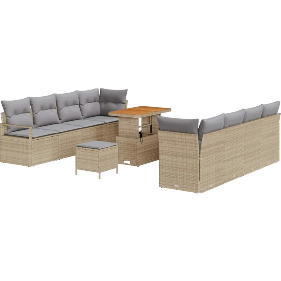 vidaXL Tuinbankenset 11 st Beige poly rattan