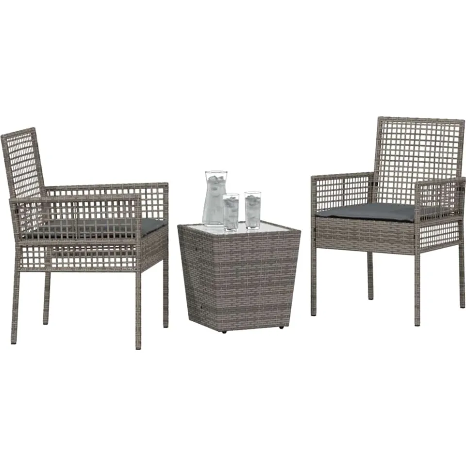 vidaXL Tuin Bistro Set 3 st Grijs poly rattan