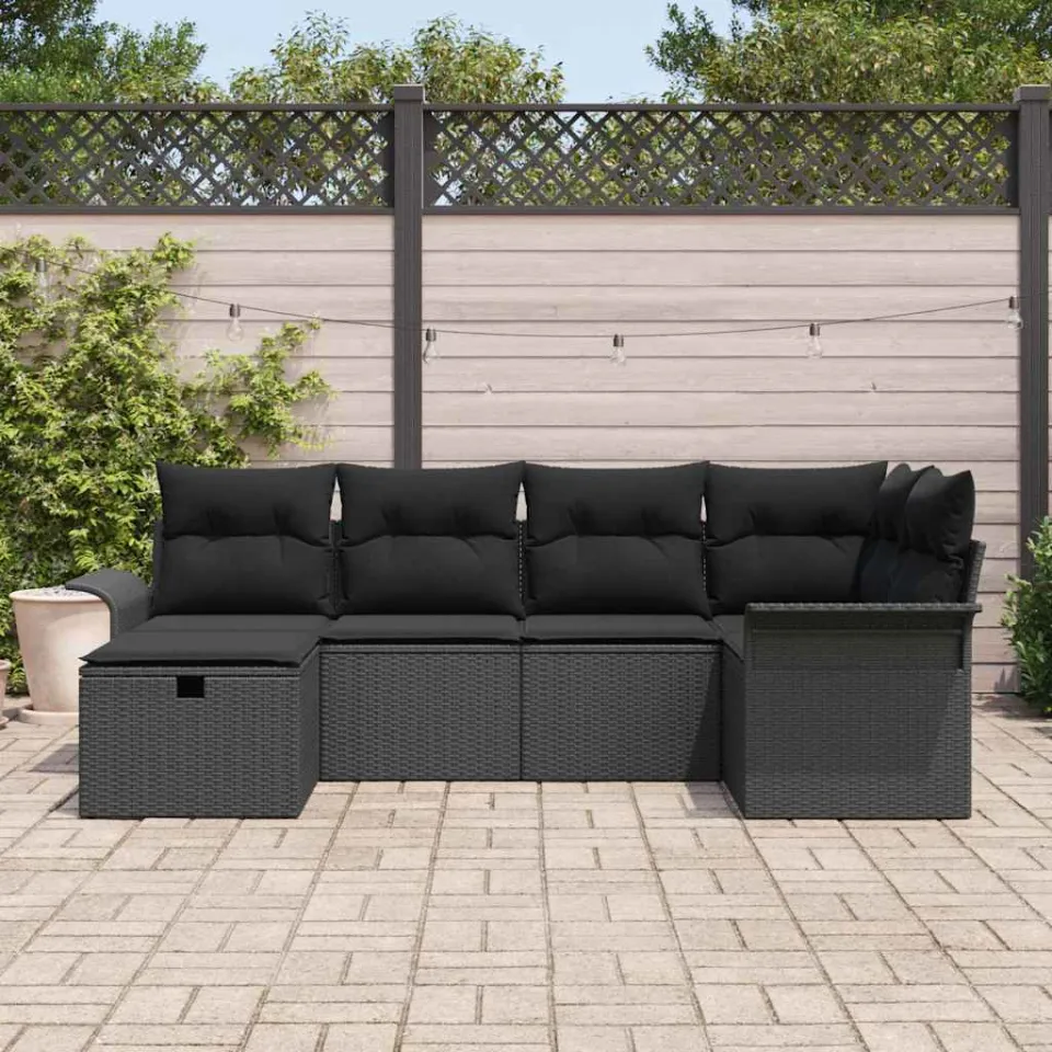 vidaXL Tuin Sofa Set 6 st Poly riet grijs, foto 3