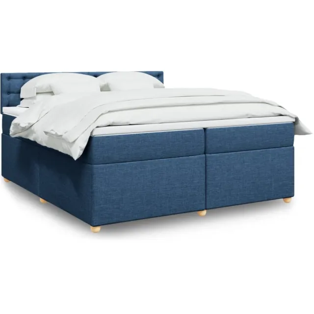 vidaXL Boxspring met matras stof blauw 200x200 cm