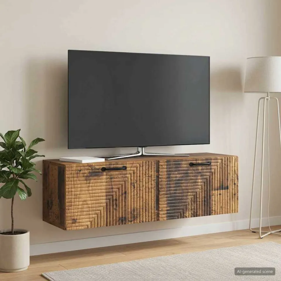 vidaXL Wandbeugel TV-kast Oud hout 98 x 31 x 30 cm Bewerkt hout bruin, foto 4