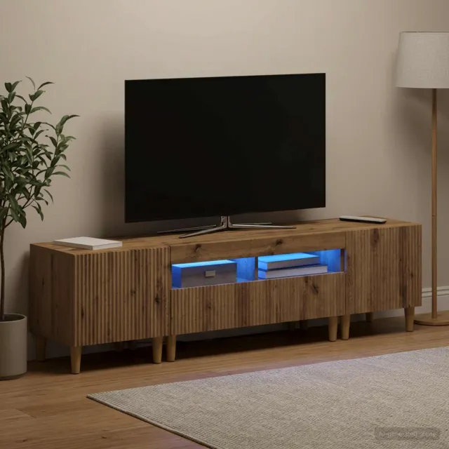 vidaXL 3-delige LED TV-kast ARNHEM 3 st Artisanaal eiken Bewerkt hout, foto 2