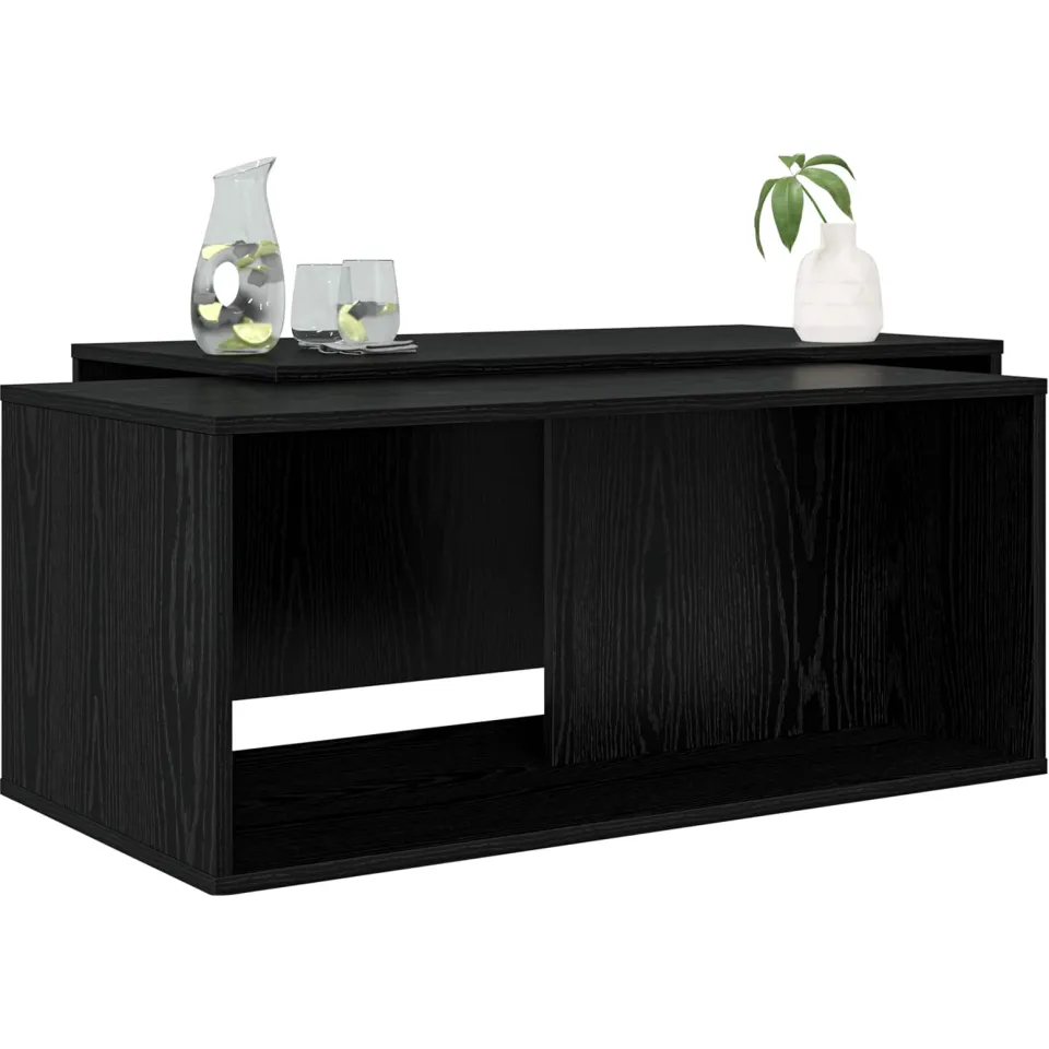 vidaXL Koffietafel Set 2 st Zwart Eiken 90 x 48 x 40 cm Bewerkt hout, foto 3