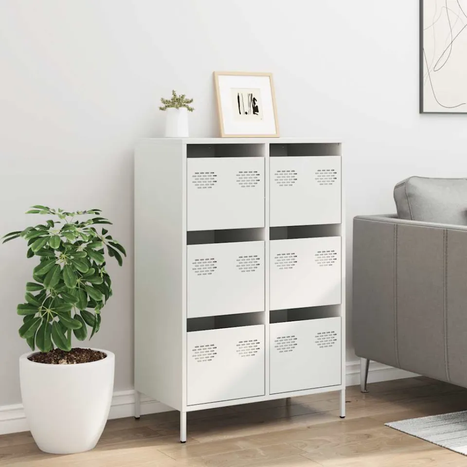 vidaXL Hoge kast 68x39x101,5 cm staal wit, foto 2