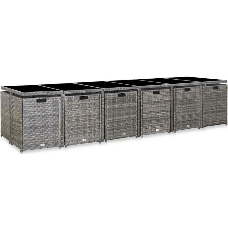 vidaXL 17-delige Tuinset met kussens poly rattan grijs, foto 2