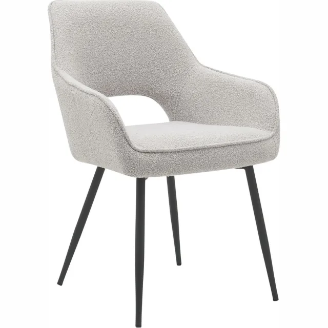 Home67 Eetkamerstoel Gina - Bouclé - Naturel - Kuipstoel met Armleuningen in Scandinavische / Hotel Chique Stijl Beige