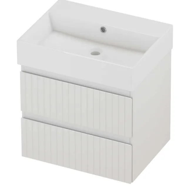 Proline Zara Badmeubelset Porselein Loft Zonder Kraangat Gefreesd 60x46x65 cm Glans Wit Glans Wit
