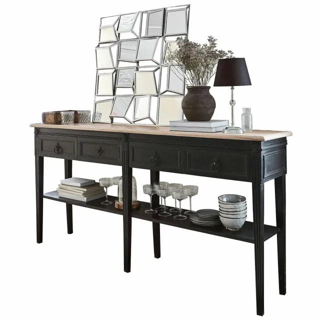 Loberon Sidetable Riviéres zwart/bruin